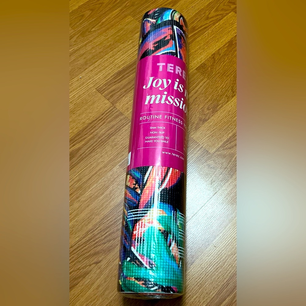 $100 Terez Yoga Pilates Mat Palm Leaves 5MM Thick Non Slip Multicolor Sealed